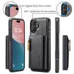 DG.MING M5-serie til iPhone 16 Plus-etui Aftageligt magnetisk lædertelefoncover med kortlommer