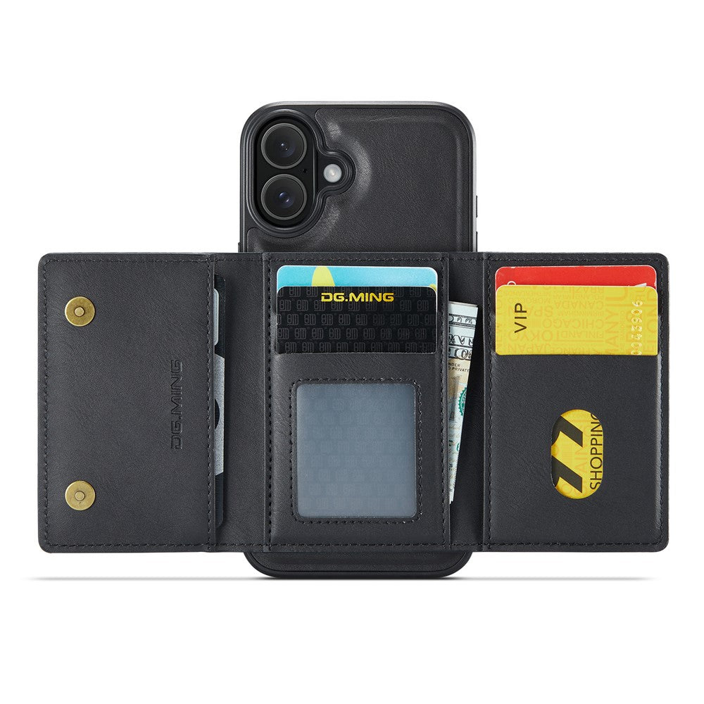 DG.MING M5-serie til iPhone 16 Plus-etui Aftageligt magnetisk lædertelefoncover med kortlommer