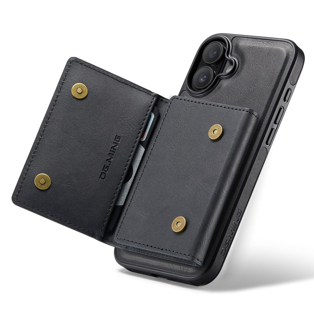 DG.MING M5-serie til iPhone 16 Plus-etui Aftageligt magnetisk lædertelefoncover med kortlommer