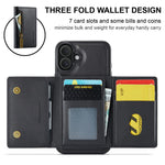 DG.MING M5-serie til iPhone 16 Plus-etui Aftageligt magnetisk lædertelefoncover med kortlommer