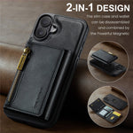 DG.MING M5-serie til iPhone 16 Plus-etui Aftageligt magnetisk lædertelefoncover med kortlommer