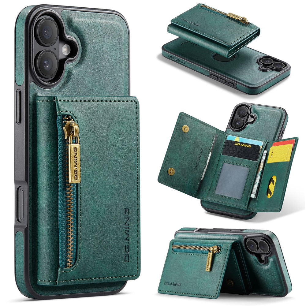 DG.MING M5-serie til iPhone 16 Plus-etui Aftageligt magnetisk lædertelefoncover med kortlommer