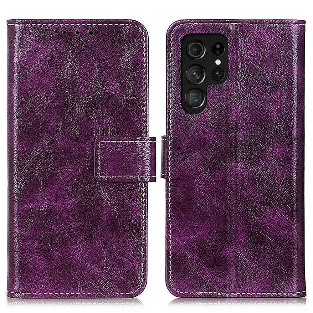 For Samsung Galaxy S25 Ultra Case Crazy Horse Texture Leather Phone Wallet Cover