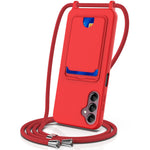 For Samsung Galaxy S24 FE Case Liquid Silicone Card Holder Phone Back Cover with Lanyard