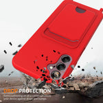 For Samsung Galaxy S24 FE Case Liquid Silicone Card Holder Phone Back Cover with Lanyard