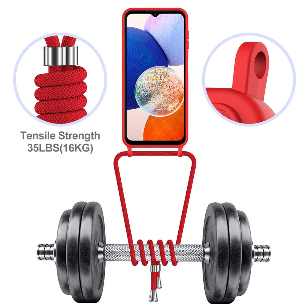 For Samsung Galaxy S24 FE Case Liquid Silicone Card Holder Phone Back Cover with Lanyard