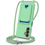 For Samsung Galaxy S24 FE Case Liquid Silicone Card Holder Phone Back Cover with Lanyard