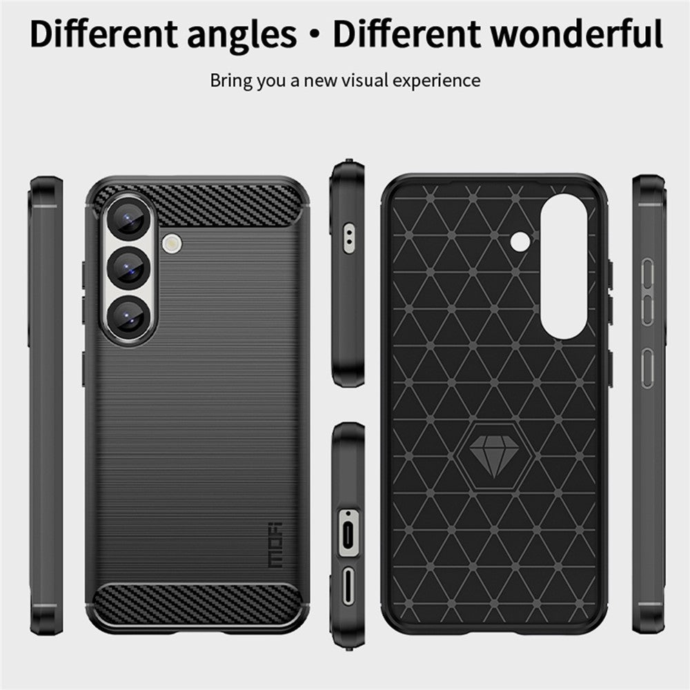 MOFI JK TPU Series-1-cover til Samsung Galaxy S25 med kulfiberstruktur, blødt TPU-mobilcover