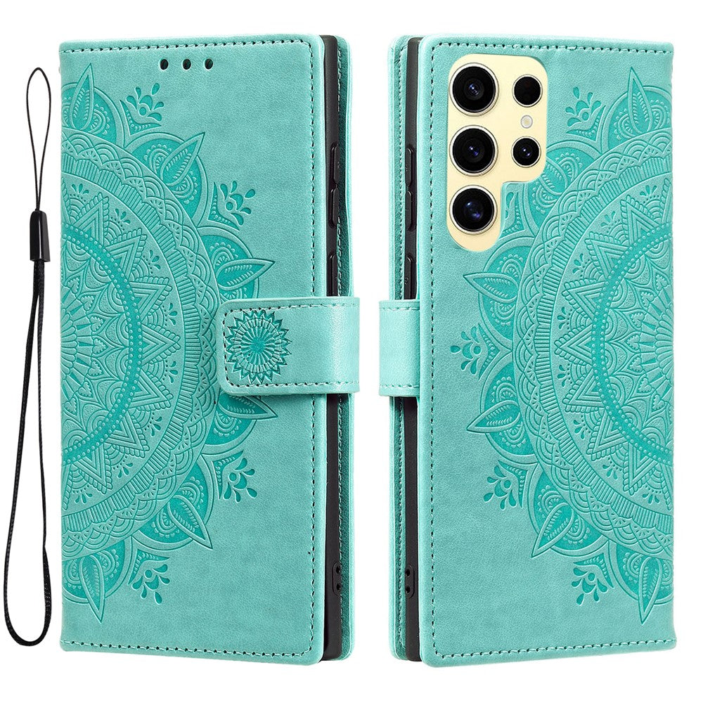 Samsung Galaxy S25 Ultra-etui med trykt totemmotiv i PU-læder, tegnebogsetui med stativ