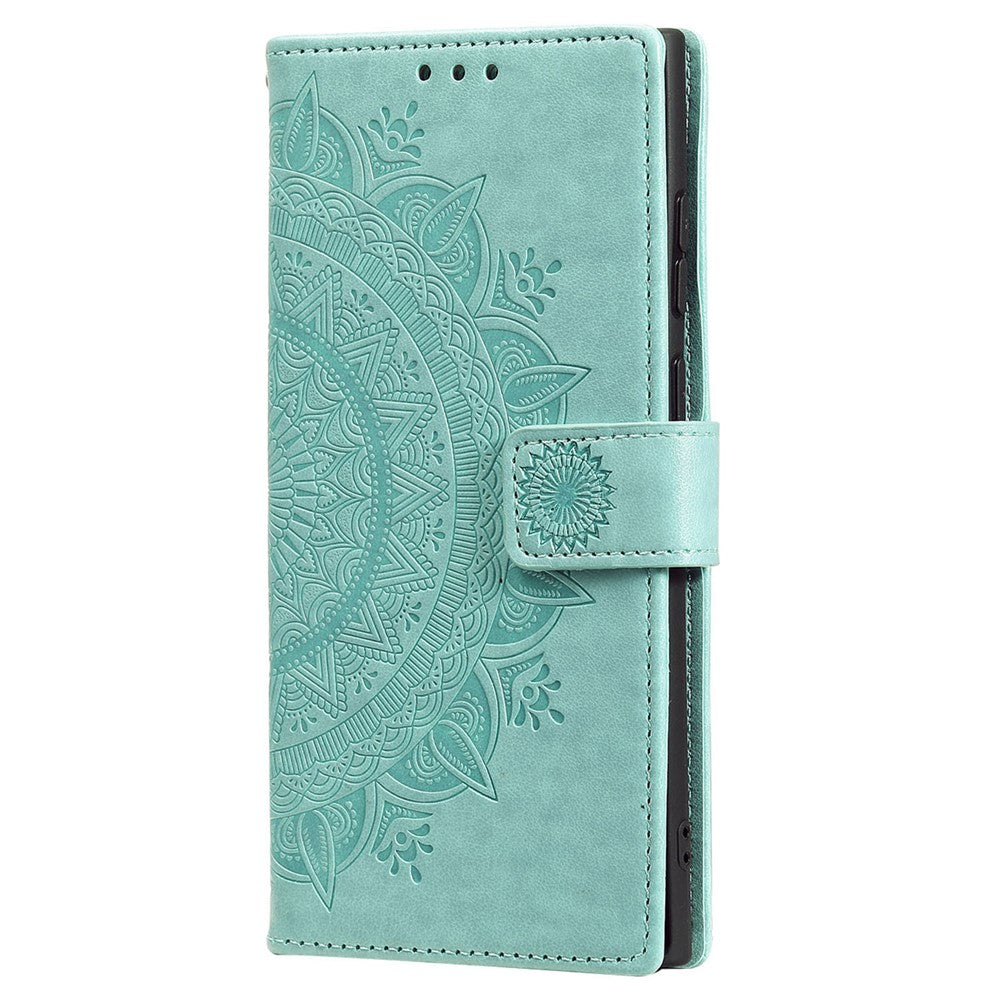 Samsung Galaxy S25 Ultra-etui med trykt totemmotiv i PU-læder, tegnebogsetui med stativ