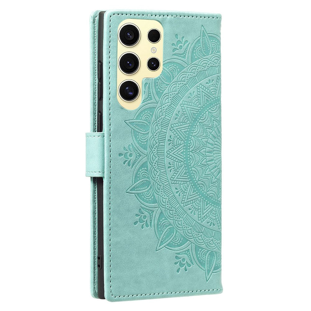 Samsung Galaxy S25 Ultra-etui med trykt totemmotiv i PU-læder, tegnebogsetui med stativ