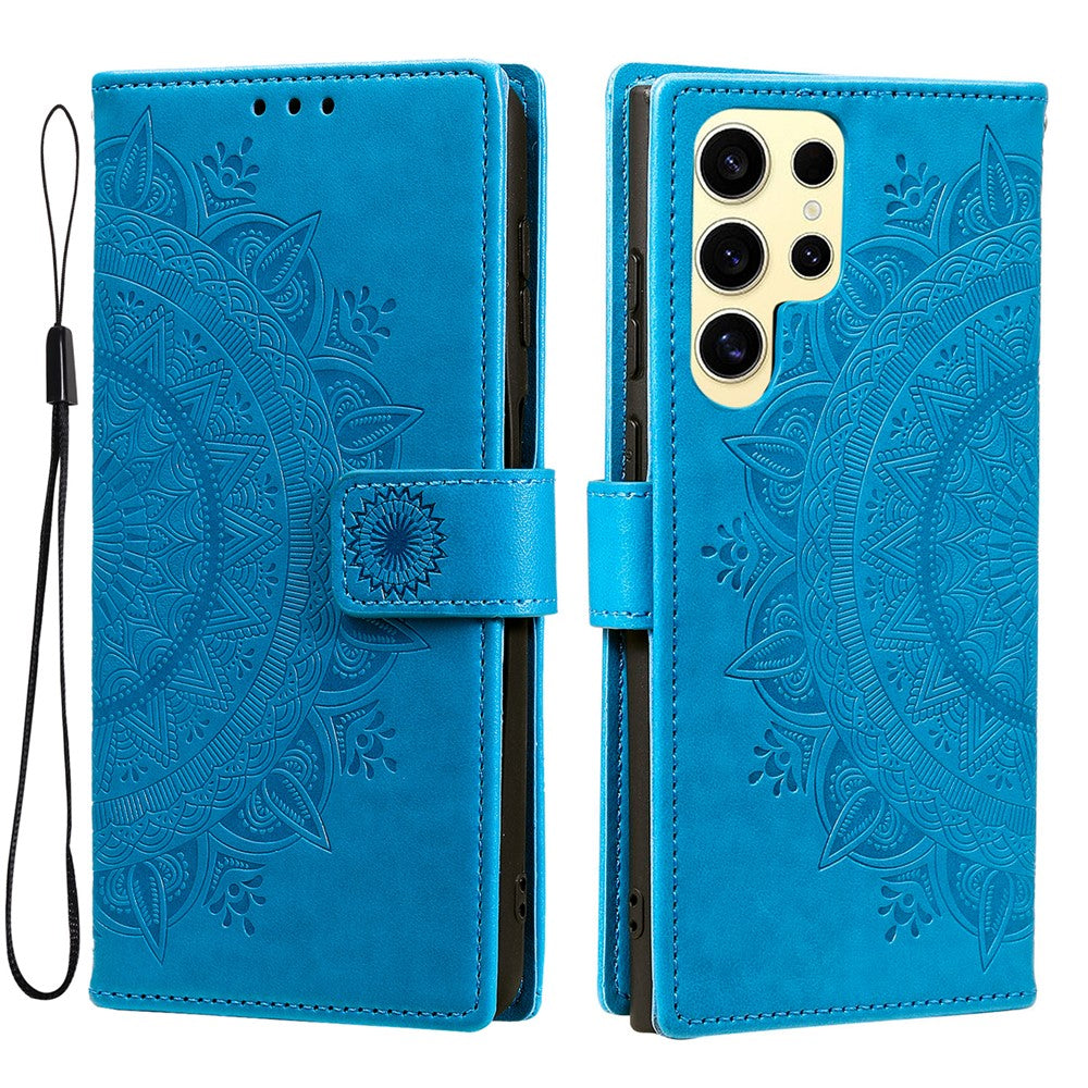Samsung Galaxy S25 Ultra-etui med trykt totemmotiv i PU-læder, tegnebogsetui med stativ