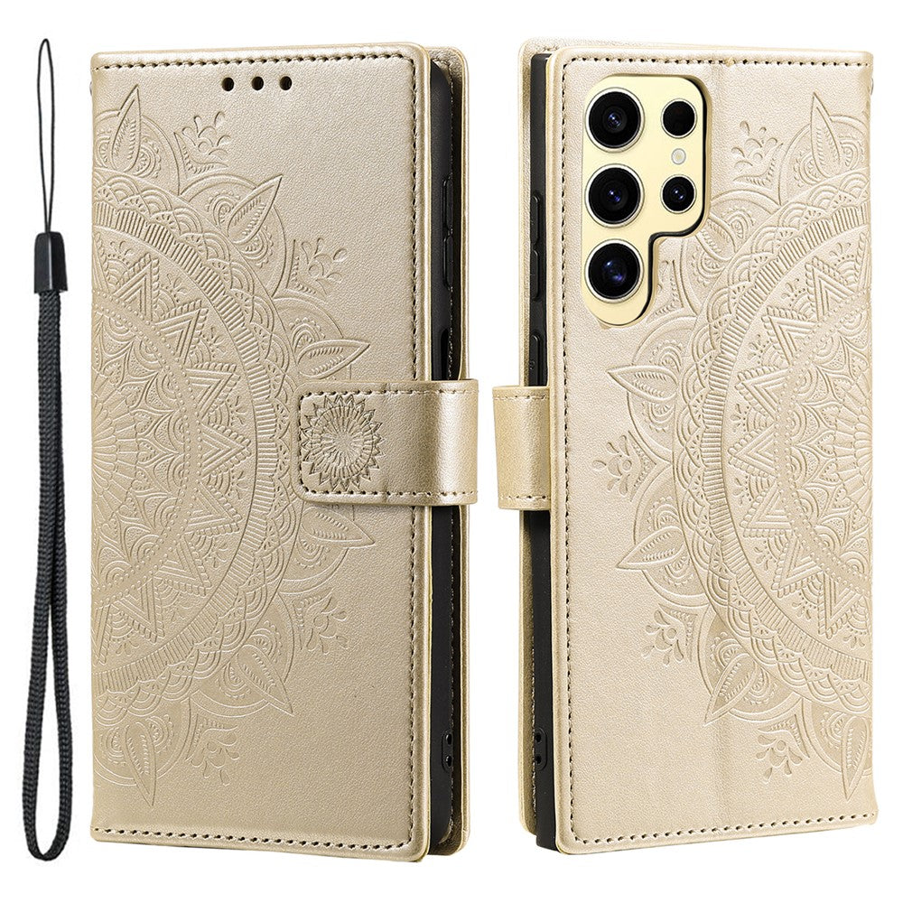 Samsung Galaxy S25 Ultra-etui med trykt totemmotiv i PU-læder, tegnebogsetui med stativ