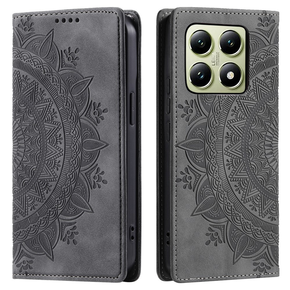 Style 010 For Xiaomi 14T Pro Case Mandala Pattern Magnetic Closing Leather Phone Cover