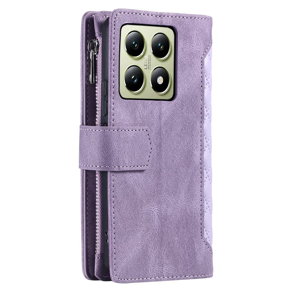 Style 005 For Xiaomi 14T Pro Wallet Case Rhombus Stitching Line PU Leather Phone Cover