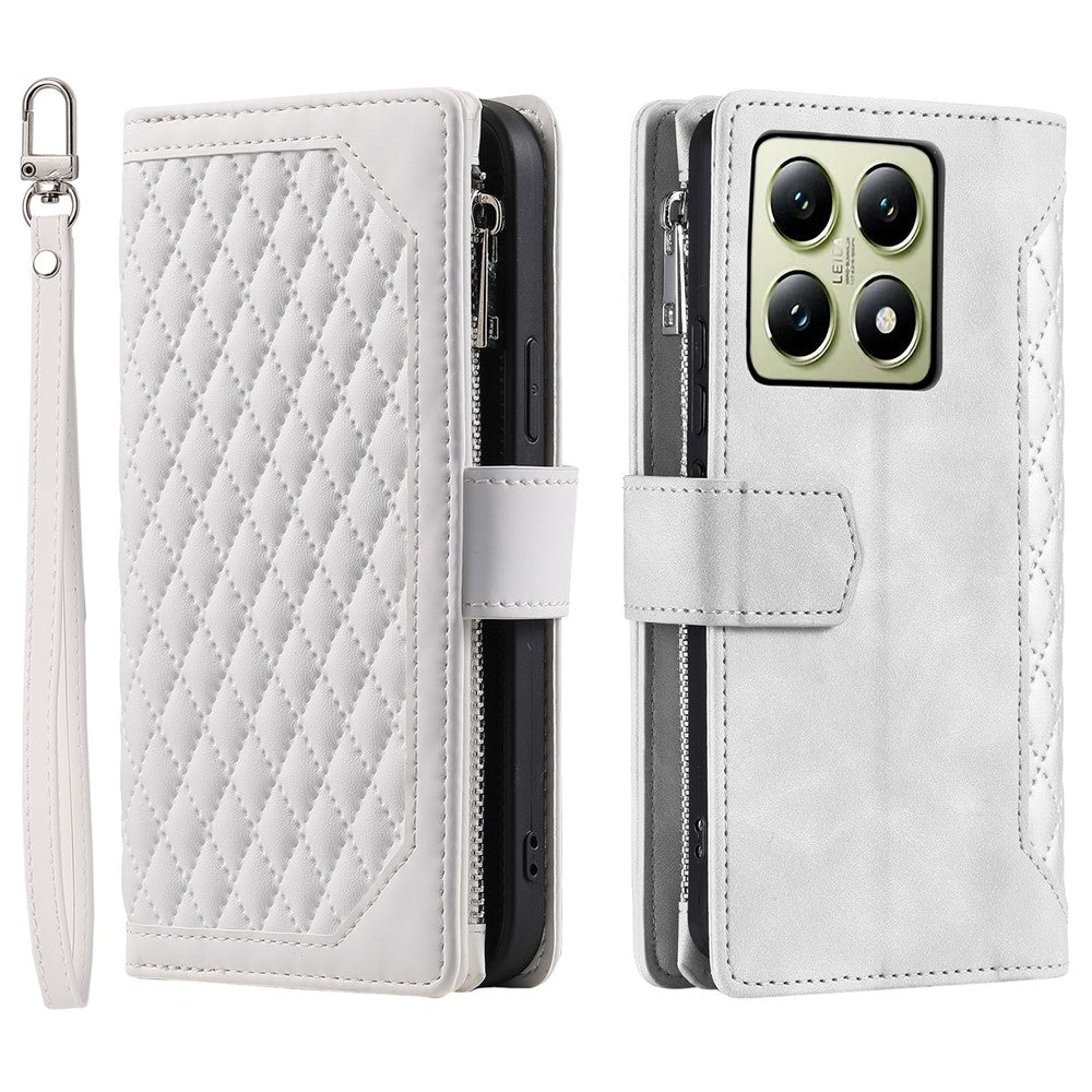Style 005 For Xiaomi 14T Pro Wallet Case Rhombus Stitching Line PU Leather Phone Cover
