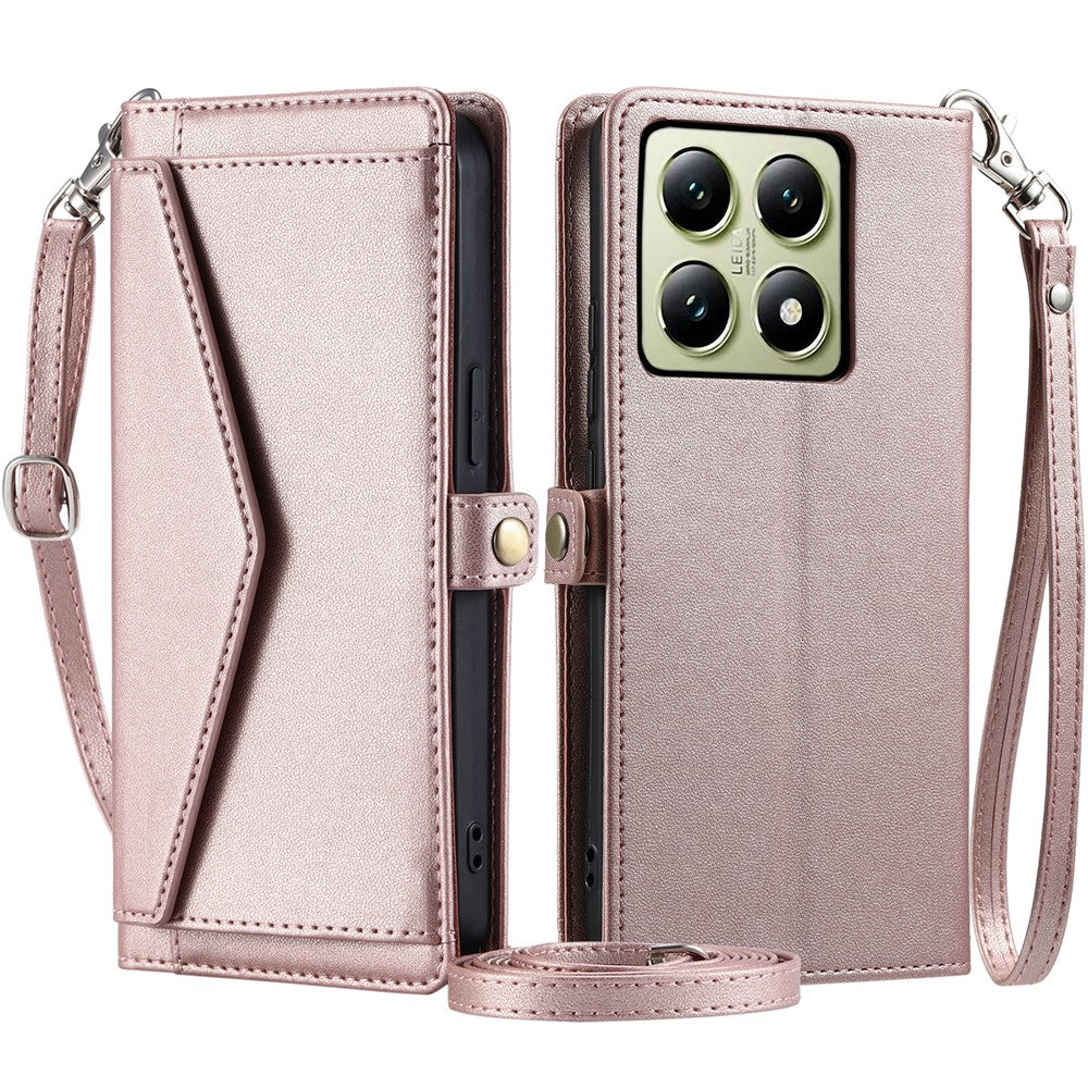 For Xiaomi 14T Pro Leather Case Wallet Stand Phone Cover with Straps