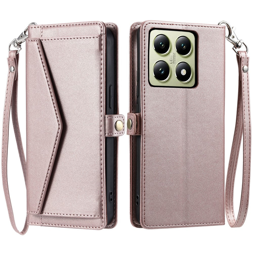 For Xiaomi 14T Pro Leather Case Wallet Stand Phone Cover with Straps