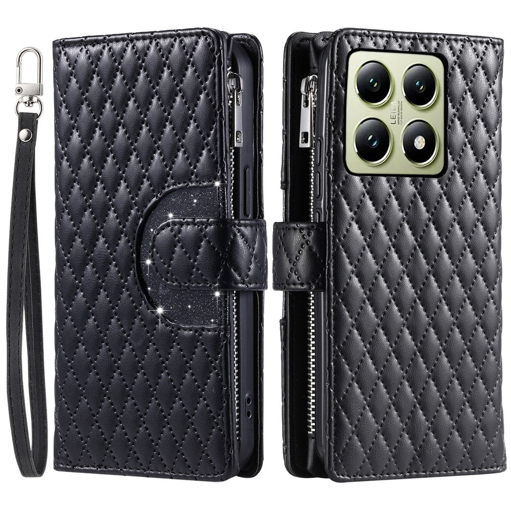 Style 012 for Xiaomi 14T Pro Case Zipper Pocket Glitter Leather Phone Cover