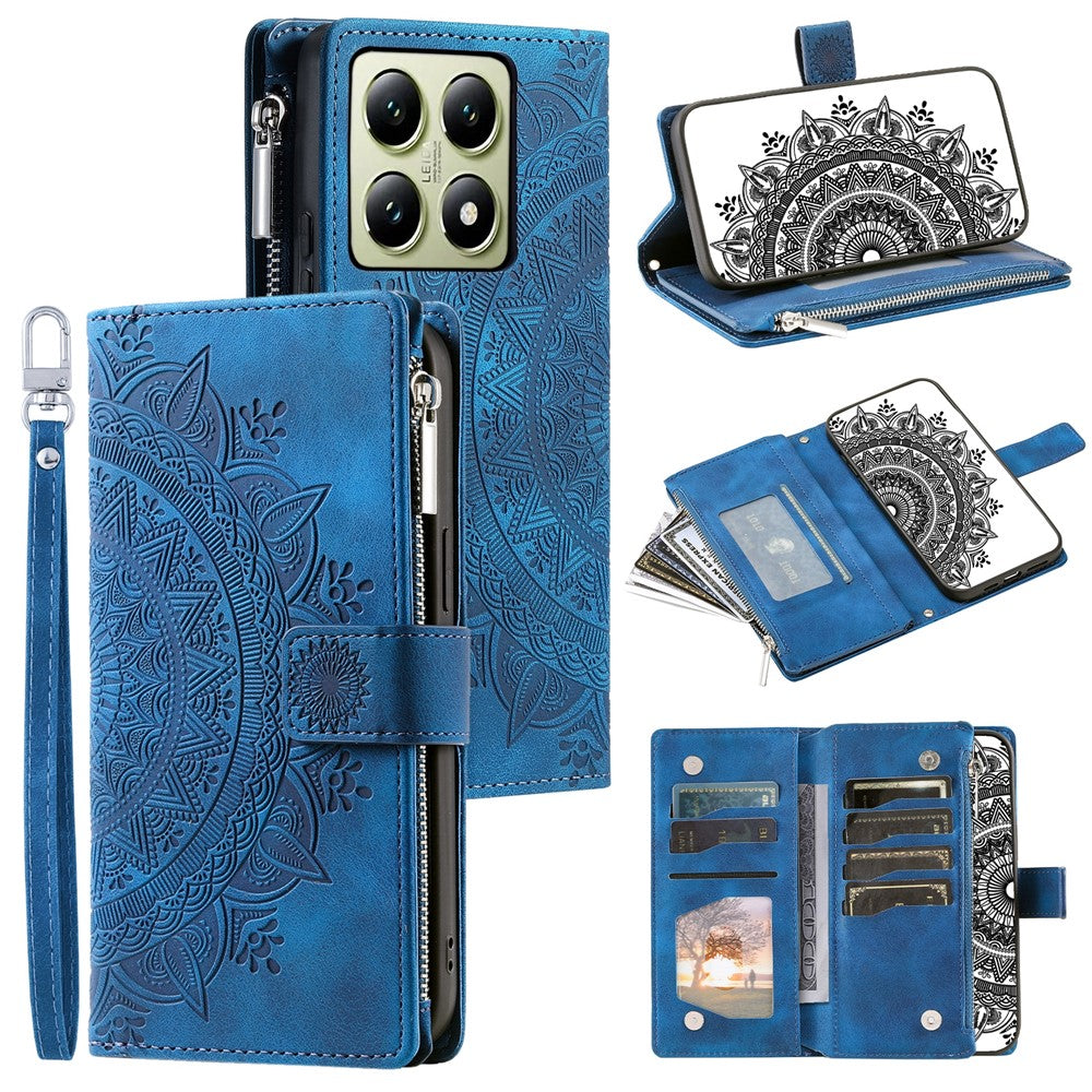 Stil 006 För Xiaomi 14T Pro Plånboksfodral PU-läder mobilfodral Mandala Blommönster