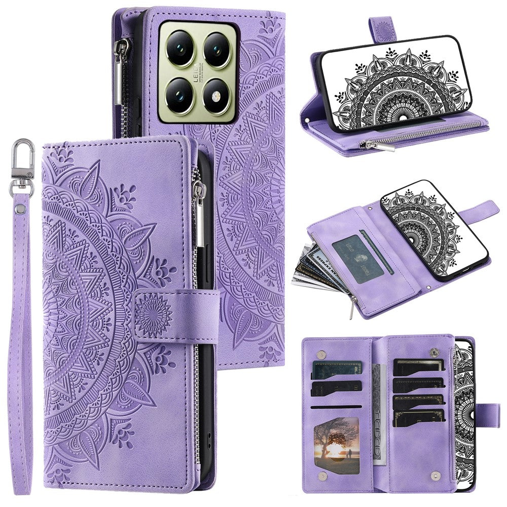 Style 006 For Xiaomi 14T Pro Wallet Case PU Leather Phone Cover Mandala Flower Pattern