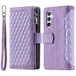 Style 005 For Samsung Galaxy S25+ Wallet Case Rhombus PU Leather Zipper Phone Cover
