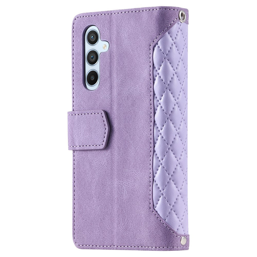 Style 005 For Samsung Galaxy S25+ Wallet Case Rhombus PU Leather Zipper Phone Cover