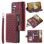 Style 005 For Samsung Galaxy S25+ Wallet Case Rhombus PU Leather Zipper Phone Cover