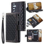 Style 005 For Samsung Galaxy S25+ Wallet Case Rhombus PU Leather Zipper Phone Cover