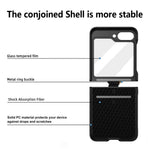 For Samsung Galaxy Z Flip7 FE 5G / Z Flip6 5G Case Skin-Touch Ring Holder Kickstand PC Phone Cover with Rear Screen Film