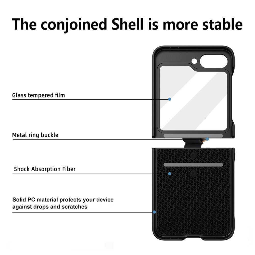 For Samsung Galaxy Z Flip7 FE 5G / Z Flip6 5G Case Skin-Touch Ring Holder Kickstand PC Phone Cover with Rear Screen Film