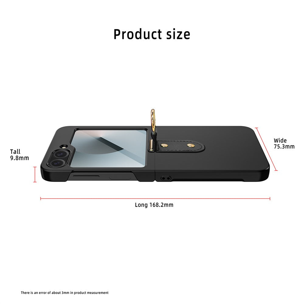 For Samsung Galaxy Z Flip7 FE 5G / Z Flip6 5G Case Skin-Touch Ring Holder Kickstand PC Phone Cover with Rear Screen Film