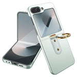 For Samsung Galaxy Z Flip7 FE 5G / Z Flip6 5G Case Skin-Touch Ring Holder Kickstand PC Phone Cover with Rear Screen Film