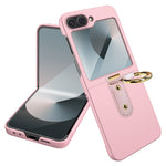For Samsung Galaxy Z Flip7 FE 5G / Z Flip6 5G Case Skin-Touch Ring Holder Kickstand PC Phone Cover with Rear Screen Film