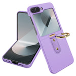 For Samsung Galaxy Z Flip7 FE 5G / Z Flip6 5G Case Skin-Touch Ring Holder Kickstand PC Phone Cover with Rear Screen Film