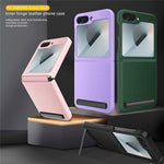 For Samsung Galaxy Z Flip7 FE 5G / Z Flip6 5G Case Kickstand PC+PU Phone Cover with Screen / Lens Film