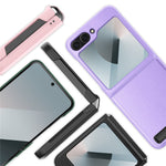 For Samsung Galaxy Z Flip7 FE 5G / Z Flip6 5G Case Kickstand PC+PU Phone Cover with Screen / Lens Film