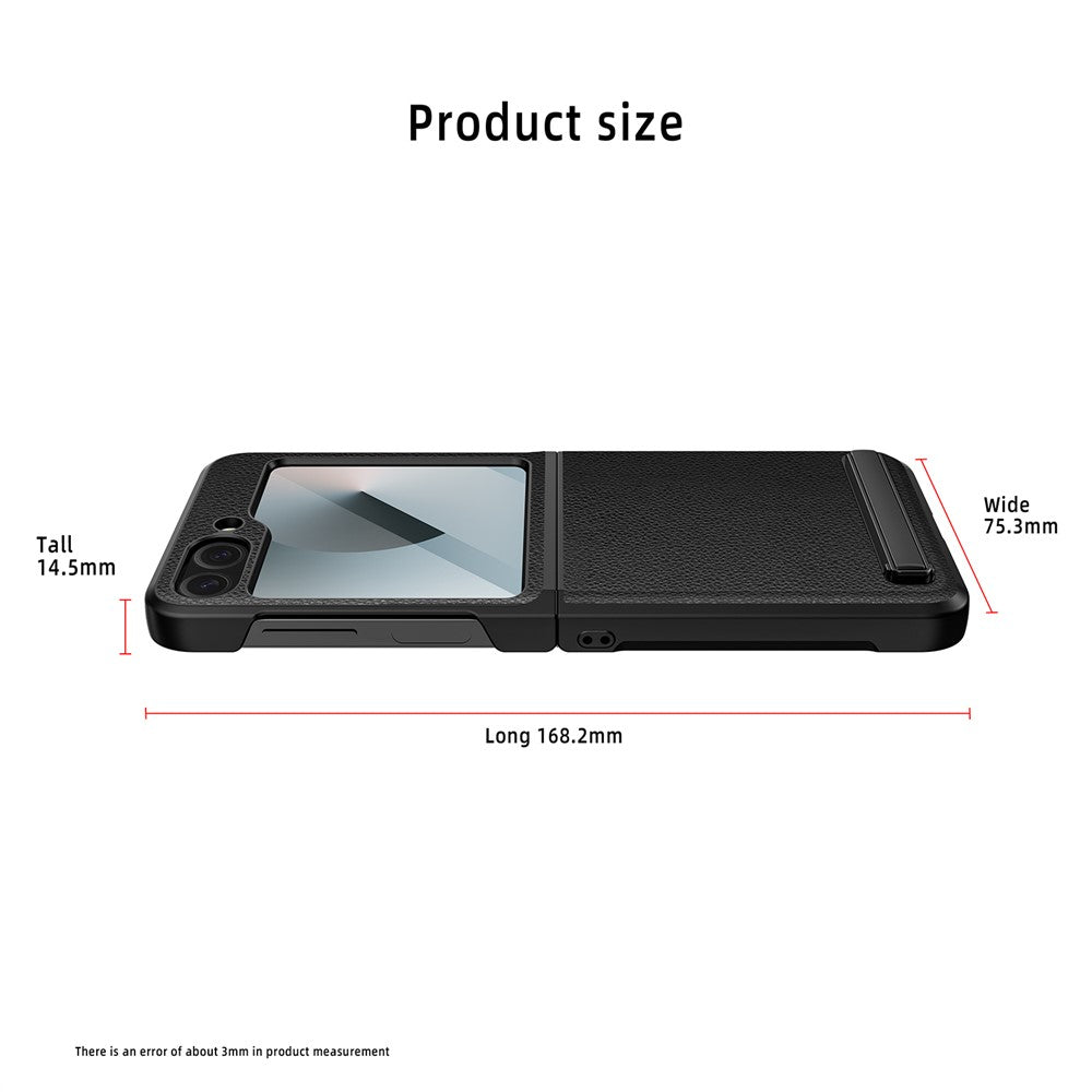 For Samsung Galaxy Z Flip7 FE 5G / Z Flip6 5G Case Kickstand PC+PU Phone Cover with Screen / Lens Film