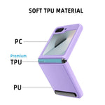 For Samsung Galaxy Z Flip7 FE 5G / Z Flip6 5G Case Kickstand PC+PU Phone Cover with Screen / Lens Film