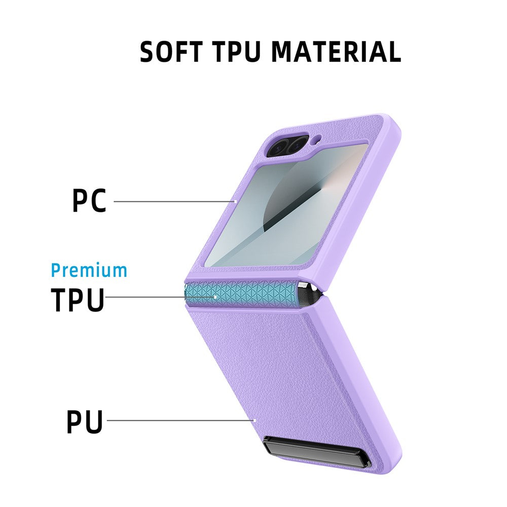 For Samsung Galaxy Z Flip7 FE 5G / Z Flip6 5G Case Kickstand PC+PU Phone Cover with Screen / Lens Film