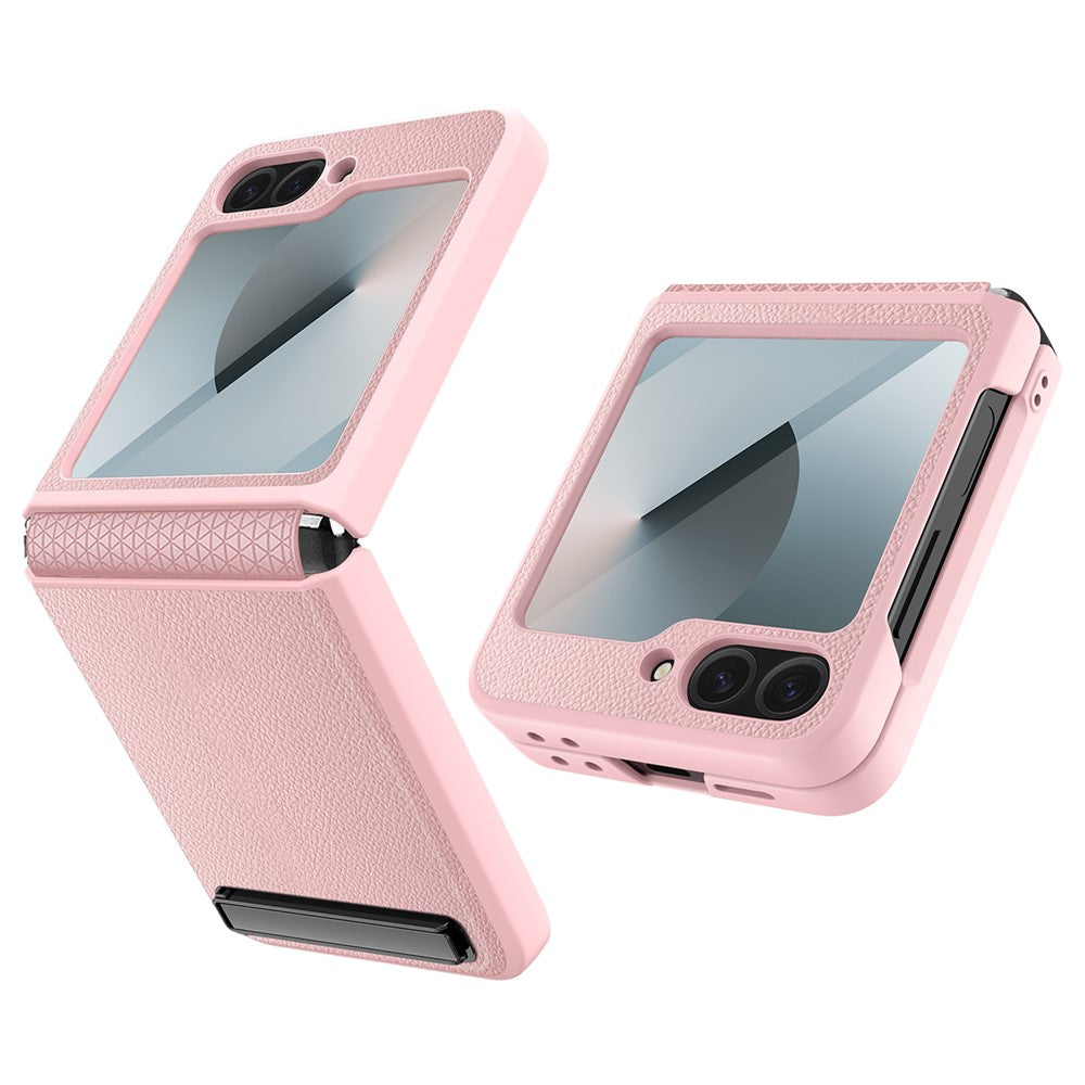 For Samsung Galaxy Z Flip7 FE 5G / Z Flip6 5G Case Kickstand PC+PU Phone Cover with Screen / Lens Film