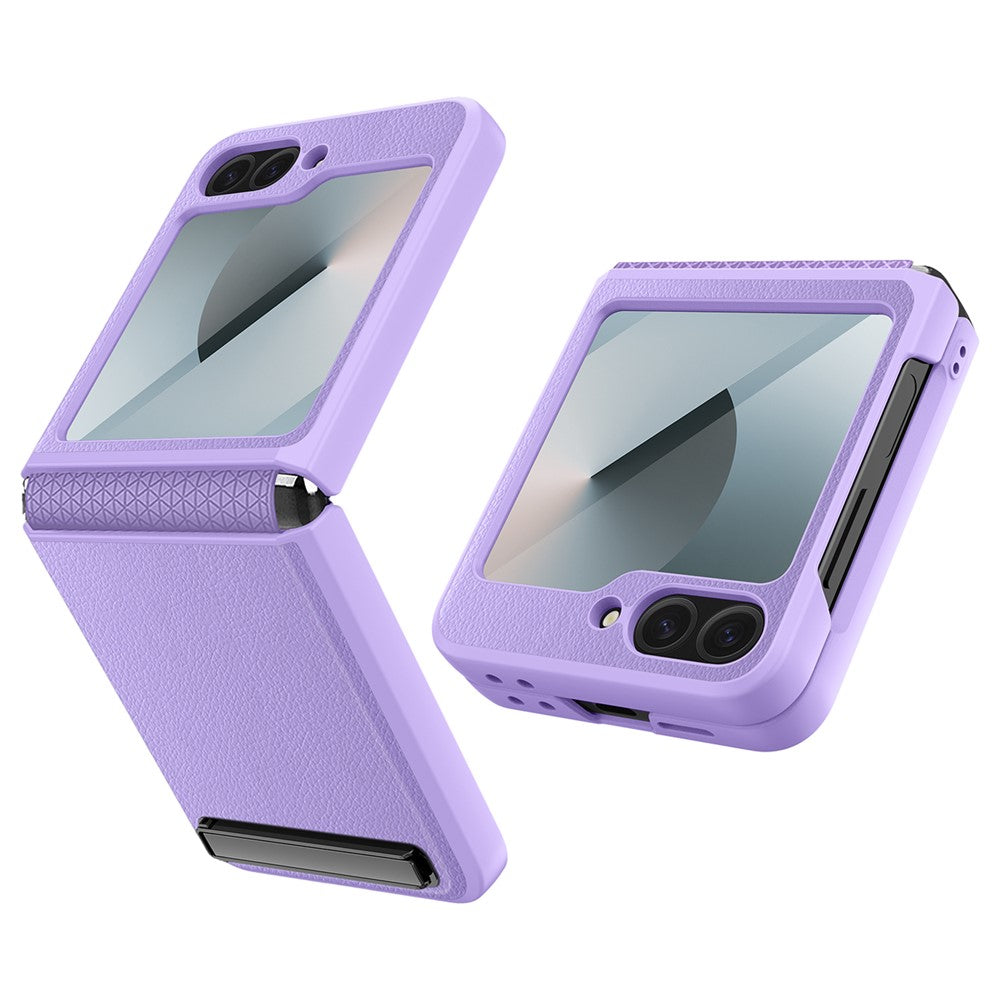 For Samsung Galaxy Z Flip7 FE 5G / Z Flip6 5G Case Kickstand PC+PU Phone Cover with Screen / Lens Film