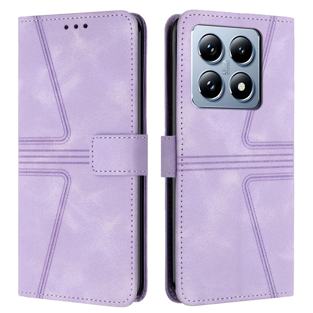 For Xiaomi 14T Pro Case Triangle Imprinted Anti-Scratch Phone Wallet Cover