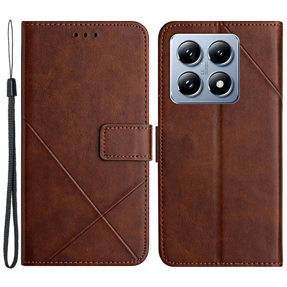 For Xiaomi 14T Pro Leather Case Line Pattern Wallet Phone Cover