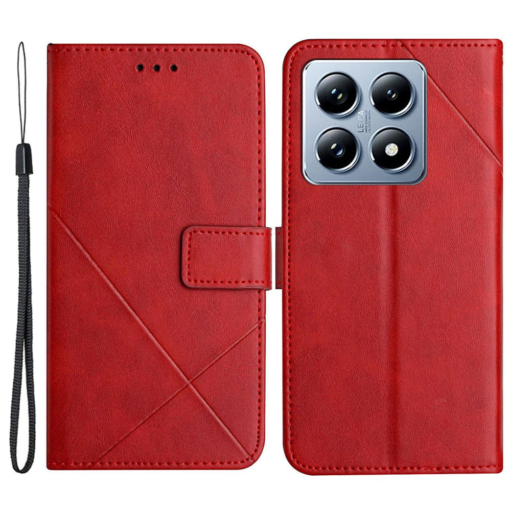 For Xiaomi 14T Pro Leather Case Line Pattern Wallet Phone Cover