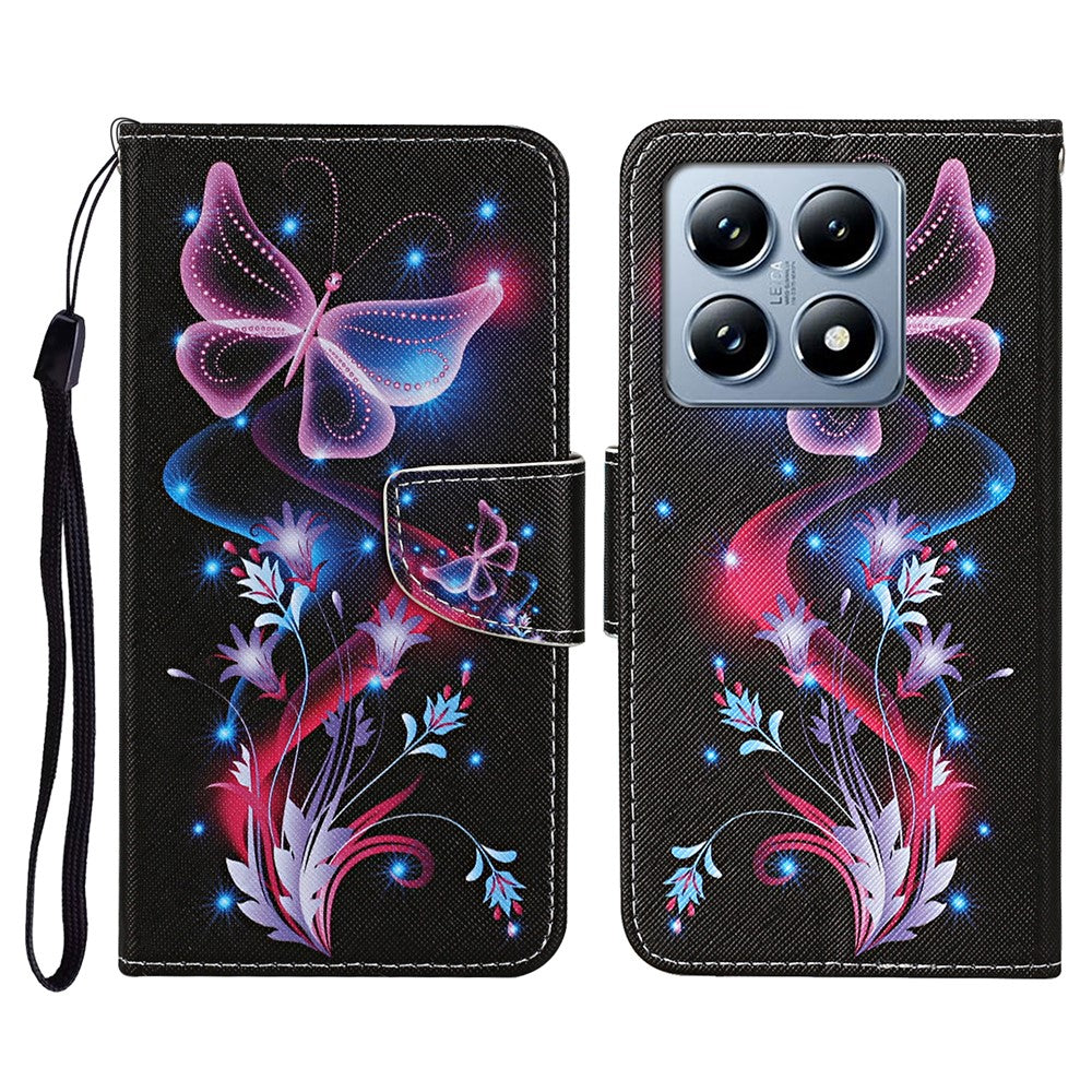 For Xiaomi 14T Pro Case Pattern Printing Protective Leather Folio Phone Cover