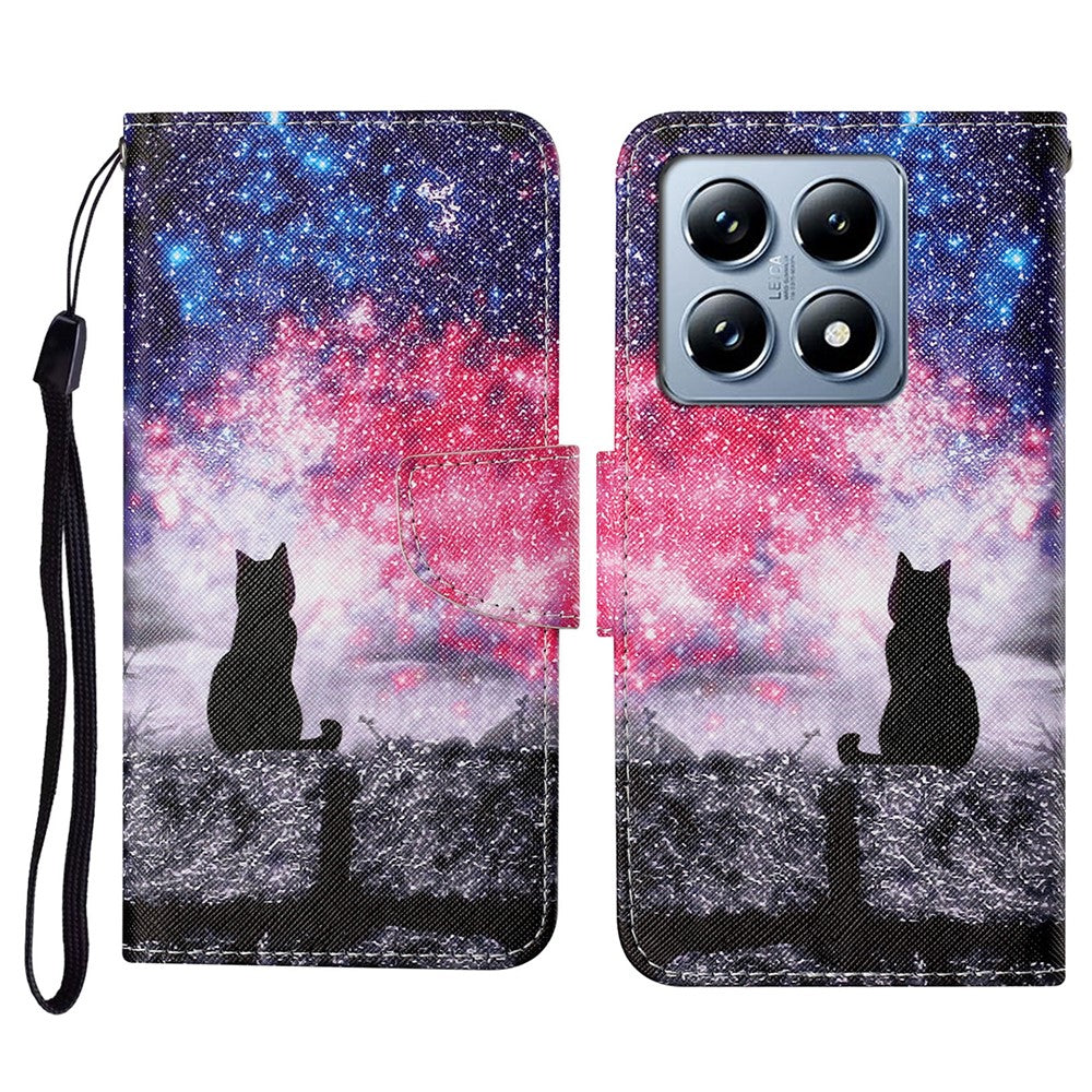 For Xiaomi 14T Pro Case Pattern Printing Protective Leather Folio Phone Cover
