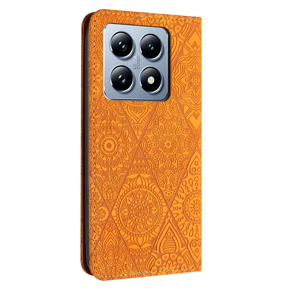 For Xiaomi 14T Case Imprinted Flower Wallet Stand Leather Phone Cover