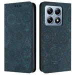 For Xiaomi 14T Case Imprinted Flower Wallet Stand Leather Phone Cover