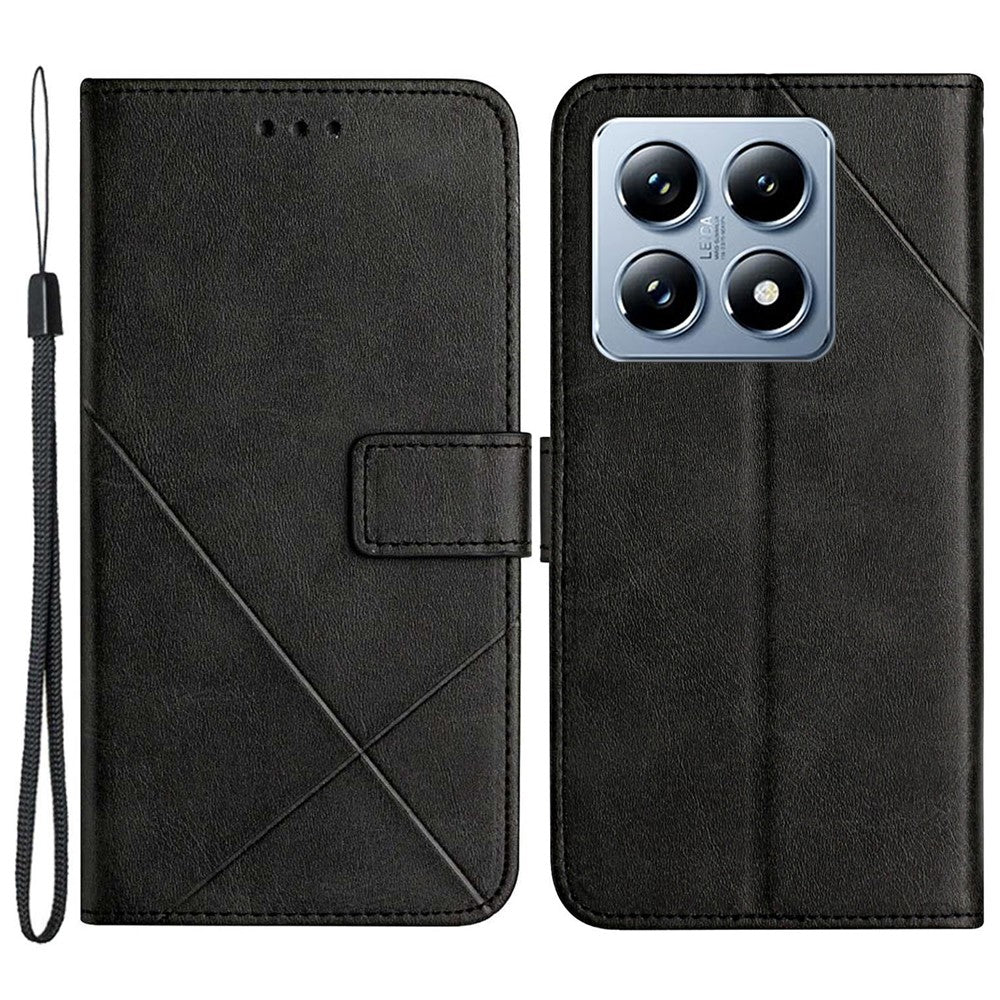 For Xiaomi 14T Leather Case Line Pattern Wallet Phone Cover